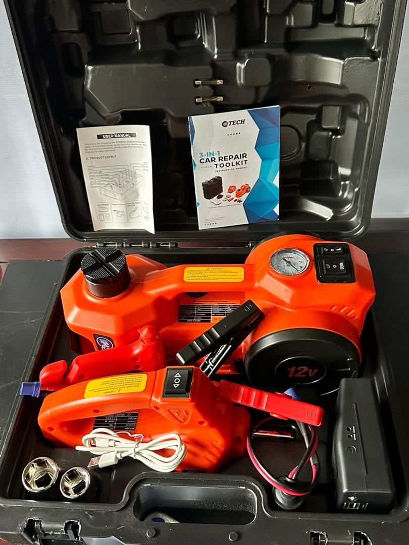 IMTECH 5-in-1  Car Jack & Jump Starter – Electric Jack, Tire Inflator, Power Bank & LED Light