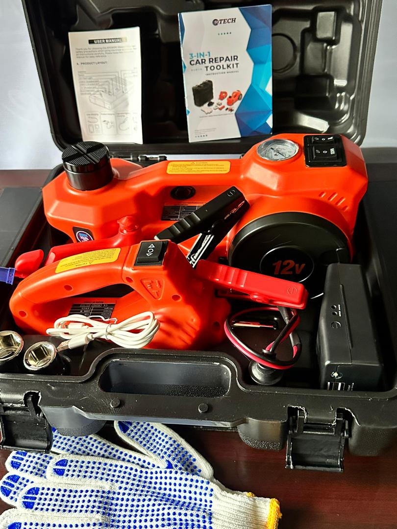 IMTECH 5-in-1  Car Jack & Jump Starter – Electric Jack, Tire Inflator, Power Bank & LED Light