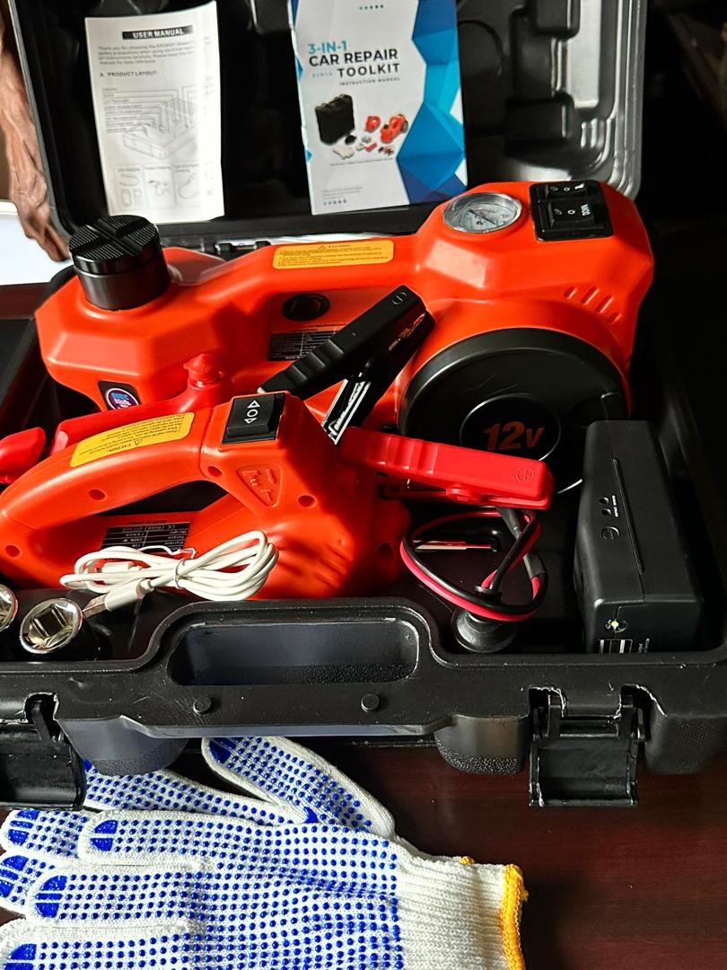 IMTECH 5-in-1  Car Jack & Jump Starter – Electric Jack, Tire Inflator, Power Bank & LED Light