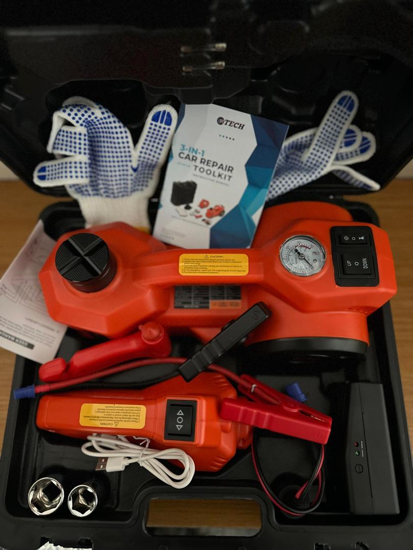 IMTECH 5-in-1  Car Jack & Jump Starter – Electric Jack, Tire Inflator, Power Bank & LED Light